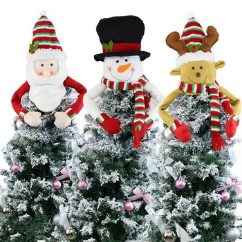 

Christmas Tree Topper Cute Top Hat Winter Party Tree Decorations Old Man Snowman Elk Ornament Christmas Decorations new