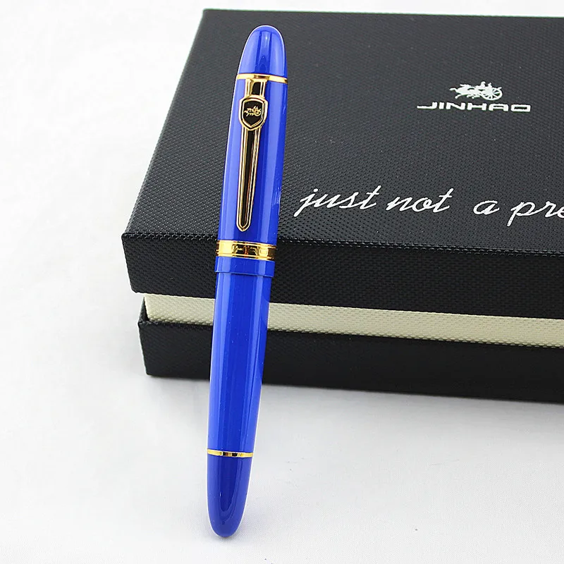 

Hot Deluxe Steel Jinhao 159 Blue And Silver Trim Medium Nib Smooth Fountain Pen Colorful Pens
