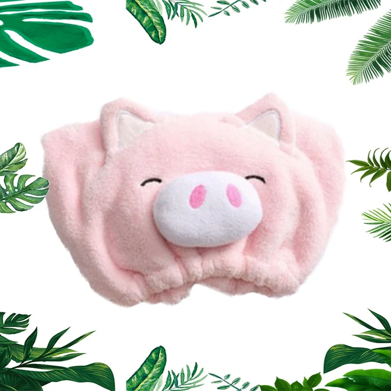 Cute Cartoon Pig Cap Microfiber Hair Quickly Dry Hair Hat Wrapped Towel Bathing Cap Cute Girl Shower Hair Cap Bonnet