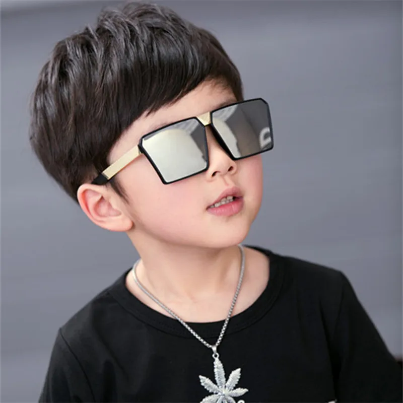 

DUBERY Modis Square Kids Sunglasses Vintage Reflective Blue Silver Mercury Children Sunglasses Boyes Fashion Eyeglasses UV400