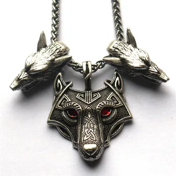 

Nordic Viking Tri Wolf Head Pendant Necklace Vintage Totem Animal Ethnic Amulet Jewelry Gift For Men Dropshipping