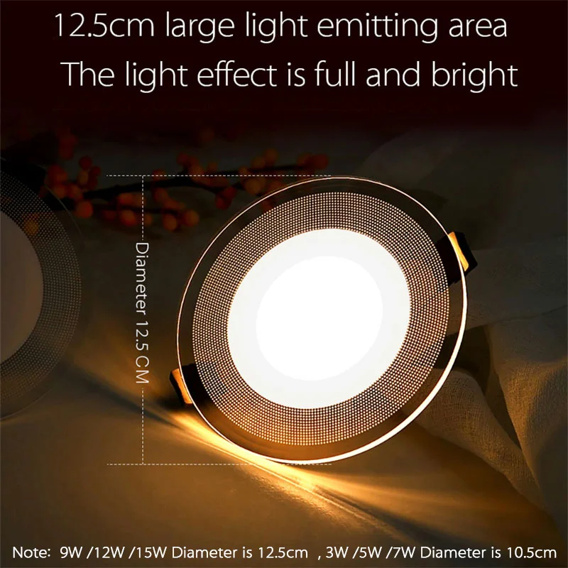LED Downlight 9W 7W 5W 3W Light Guide Ceiling Recessed Lamps Round Shape Acrylic Panel Indoor High Brightness