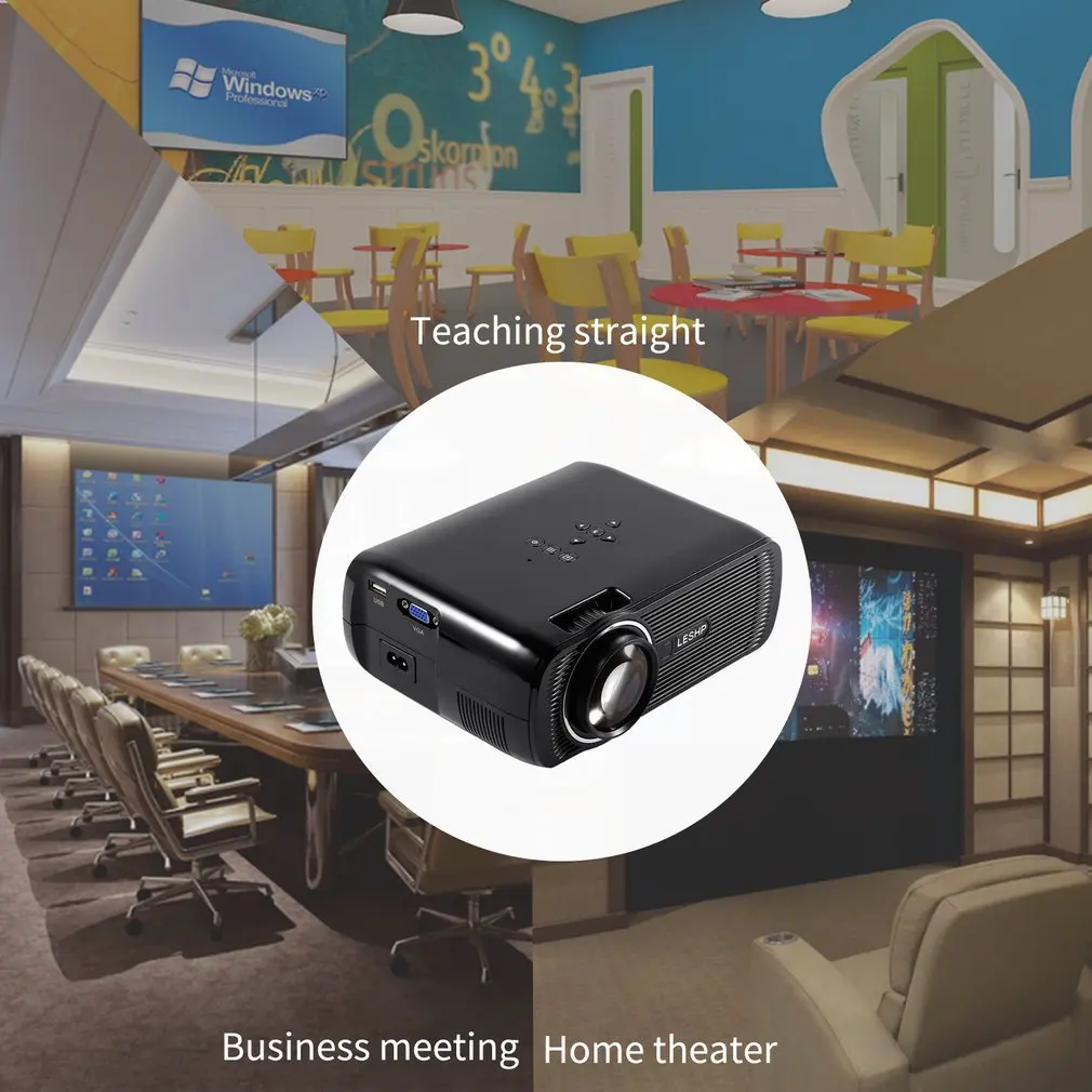  White & Black LED Projector Wifi 1200 Lumens 800*480 Resolution Home Cinema BL-80 Support PC Laptop