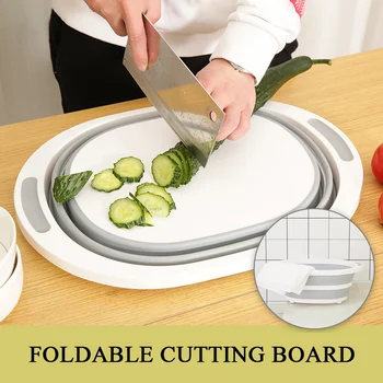 

Multifunction Round Foldable Kitchen Chopping Blocks Cutting Board Washing Basin Silicone Chopping Board Kitchen Organizer