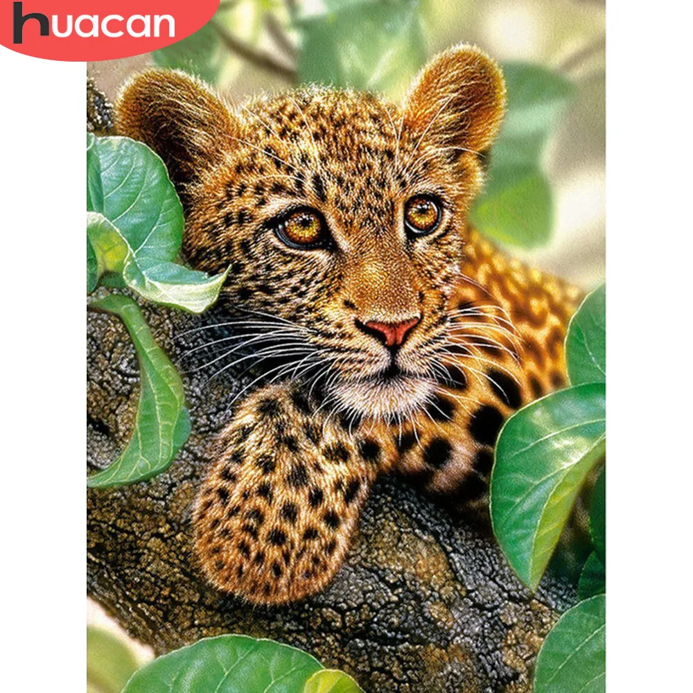 HUACAN 5D DIY Алмазная картина леопардовая мозаика Алмазная вышивка животные полная квадратная дрель стразы украшение дома