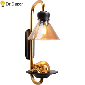 

Modern Resin Dog Home Decor Wall Light Nordic Indoor Lighting Wall Lamp Living Room Stairs Aisle Wall Sconce Lamp Vanity Light