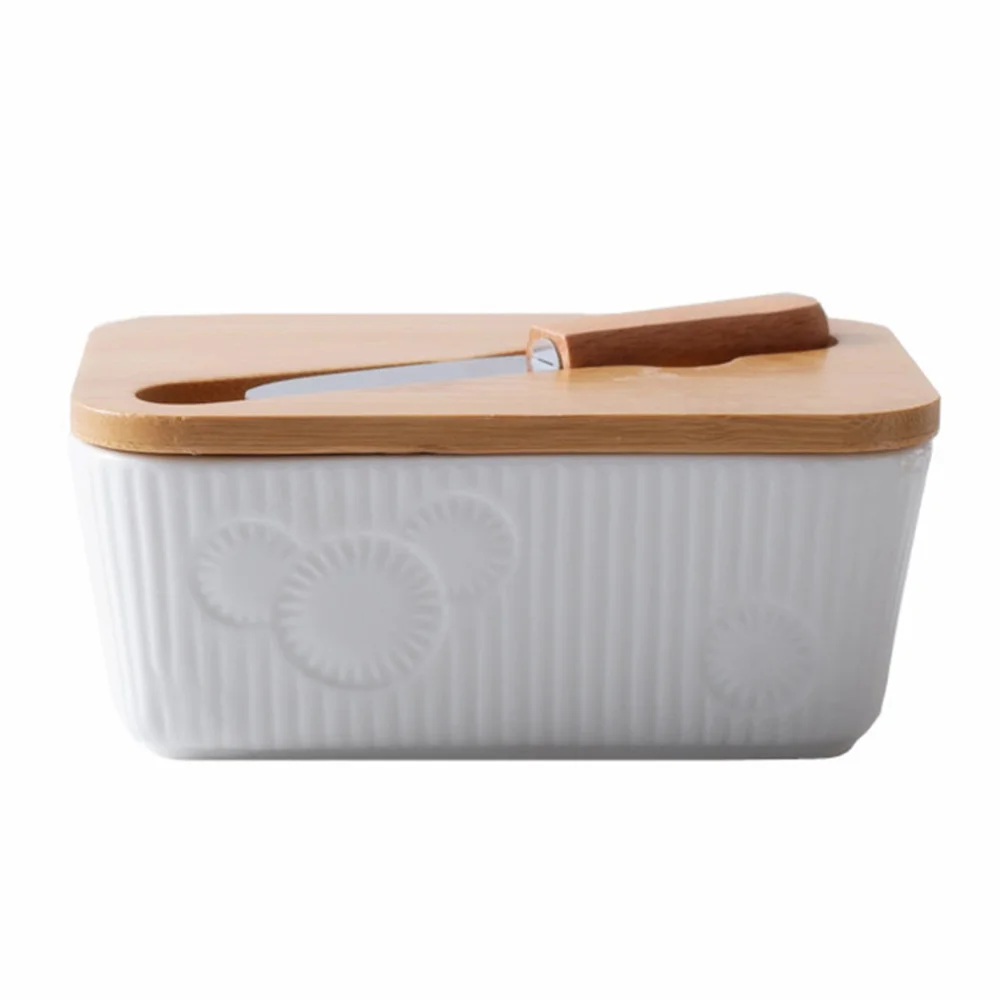 Rectangular Ceramics Butter Box with Lid Tableware Storage Food Container | Дом и сад