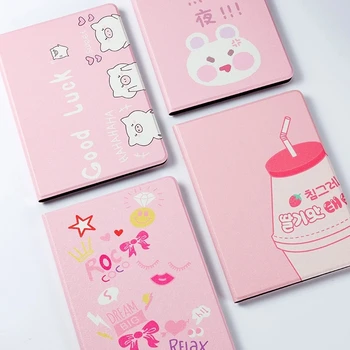 

Ultra Slim Cartoon Pink Style stand case for iPad 7 10.2 inch for iPad air Soft Back case cover for mini12345 for new iPad 9.7