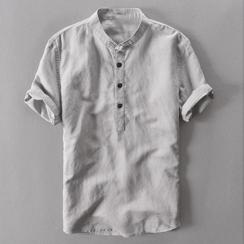 Summer-men-s-short-sleeved-shirts-breathes-Cool-shirtsCotton-and-linen ...