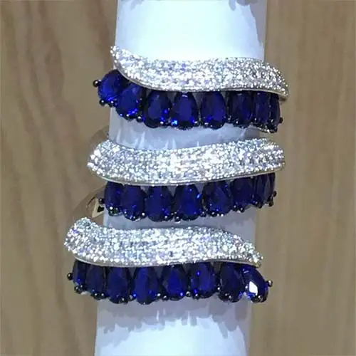 GODKI, трендовые подвески для дождевых занавесок, кубический циркон, массивное кольцо для женщин, кольца на палец, бусины, очаровательное кольцо, богемное пляжное ювелирное изделие - Цвет основного камня: Blue