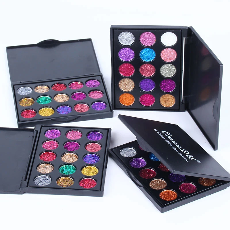 Brilho em pó Cores Sequin Sombra Paleta Alta Brilhante Hjl2021 15 4 15 cores sequin sombra paleta brilho em