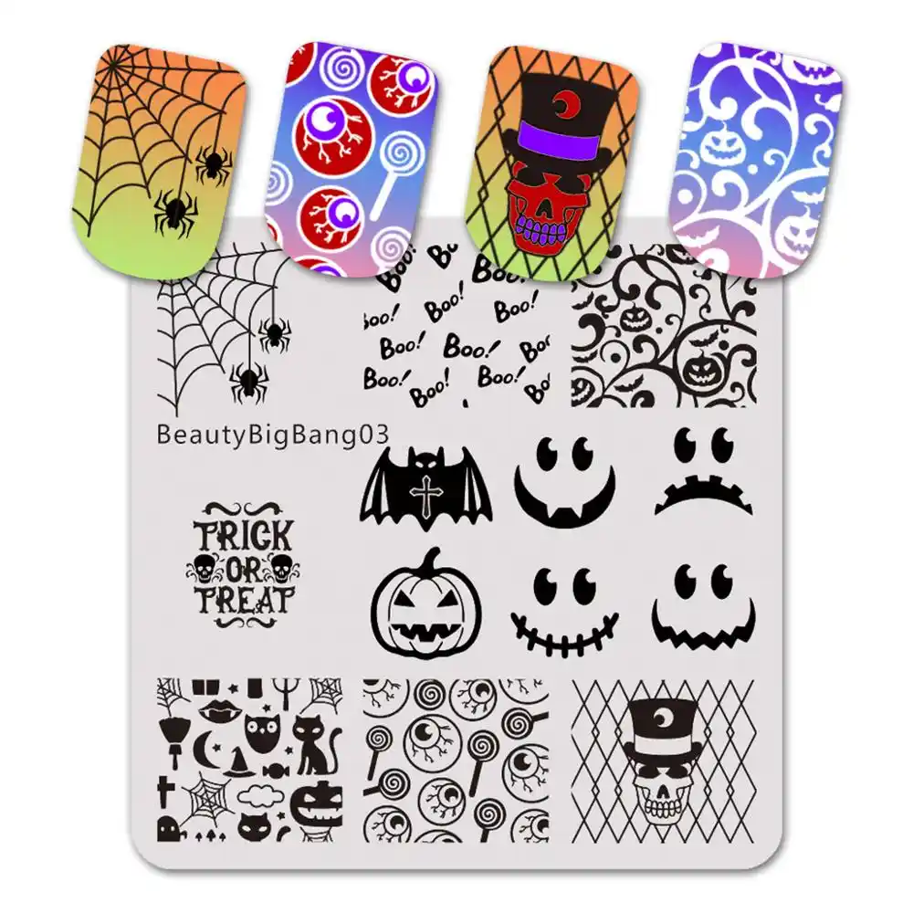 Beautybigbang 6cm Placas De Estampado De Unas Fantasma De