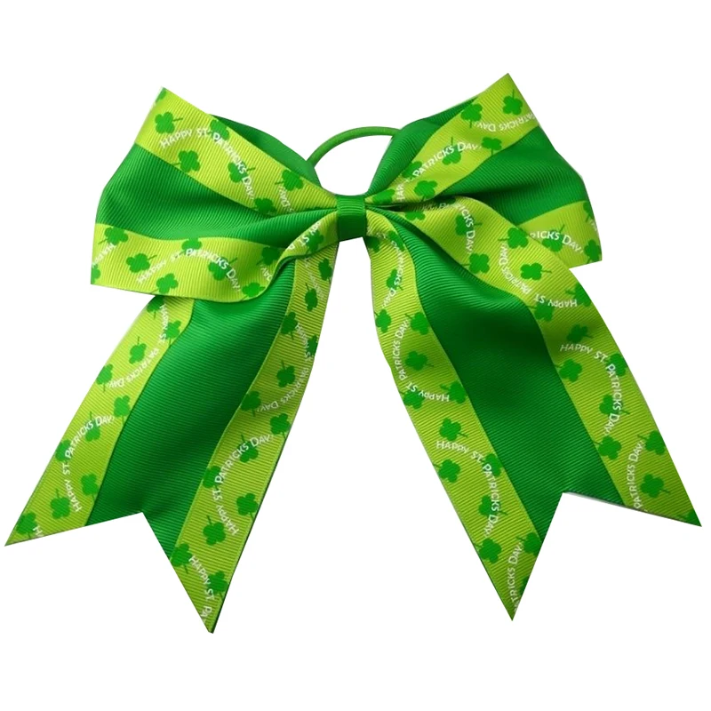 Adogirl Boutique RibbonFour-leaf Клевер принт бант для волос Эластичные ободки для девочек аксессуары для волос ручной работы Scrunchie