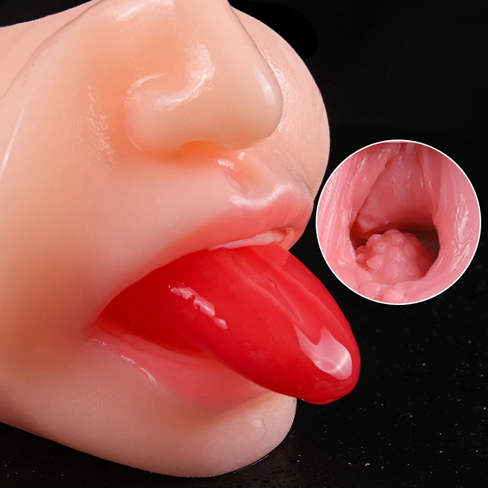 Realistic Throat Oral With Tongue Male Penis Masturbators Vagina Anal Blowjob Toy for Adult Men Pussy Pocket Erotic Sex Machine 1