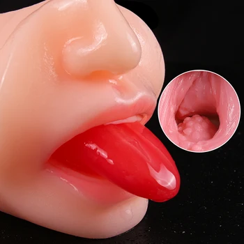 Realistic Throat Oral With Tongue Male Penis Masturbators Vagina Anal Blowjob Toy for Adult Men Pussy Pocket Erotic Sex Machine