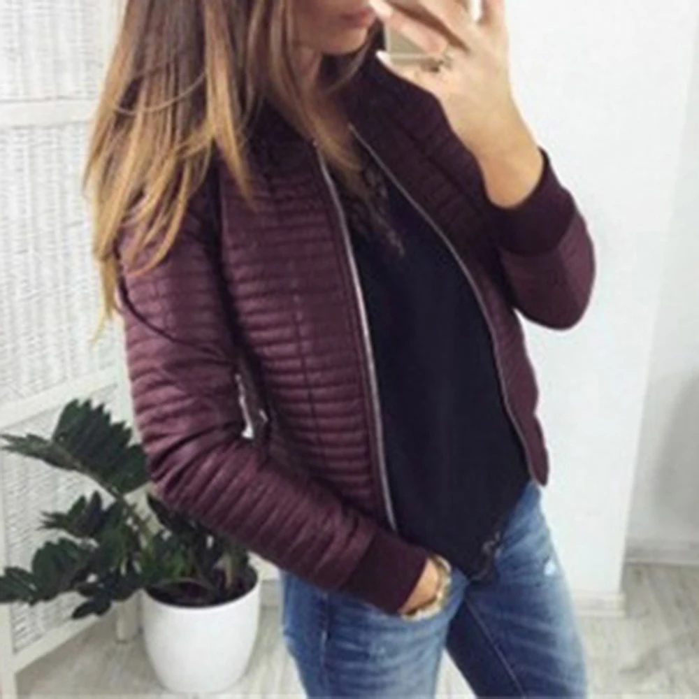 

Autumn Winter O neck Casual Bomer Jackets 019 Fashion Slim Padded Pocket Parkas Full Sleeve Zippers Jackets Coat High Street