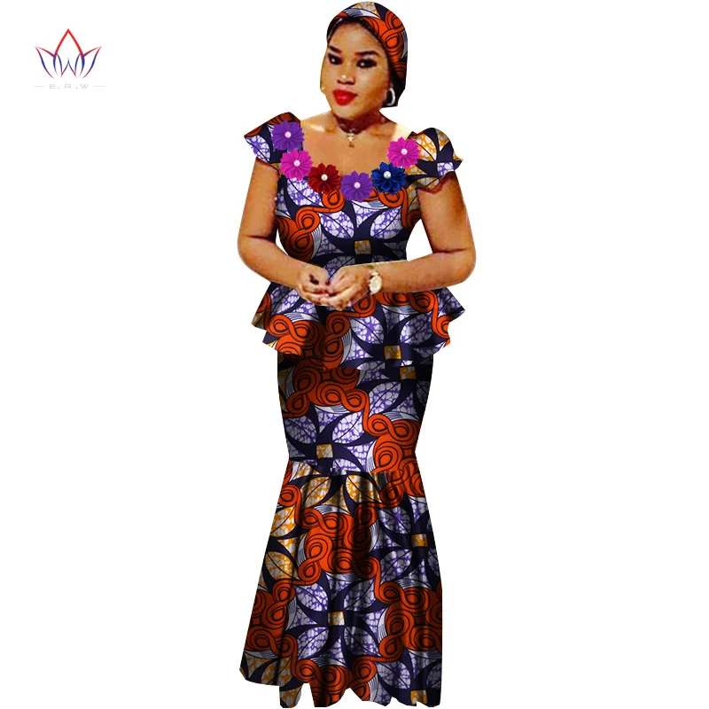 African Bazin Riche Dresses for Women Set Clothes Skirt Top Sets for Women High Waist Skirt Long African Skirt Plus Size WY2564 - Цвет: 8