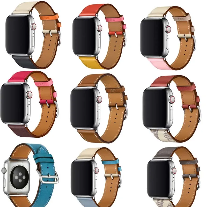 Ремешок из натуральной кожи для iwatch Series 6/5/4/3/2/1 браслет Apple Watch band SE Single Tour 38 42 40 мм 44