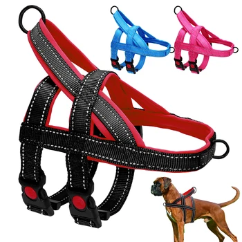 

Reflective No Pull Dog Harness Vest Nylon Adjustable Pet Harness Soft Padded Harnesses For Medium Large Dogs Pitbull Bulldog