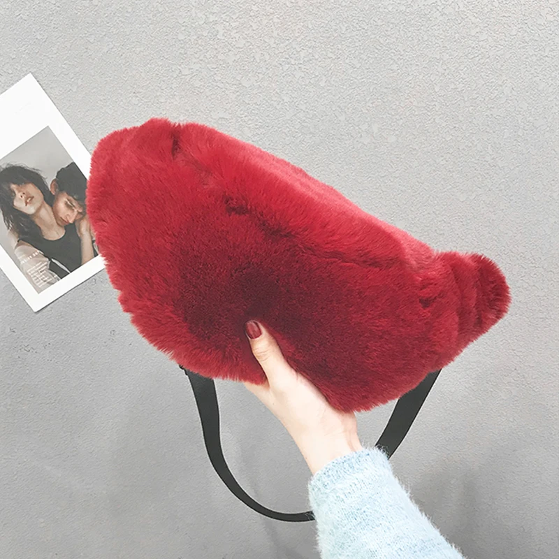 Red Waist Bag Модная плюшевая поясная сумка через плечо, нагрудная сумка для женщин,, искусственный мех, зимняя теплая поясная сумка для девочек, Женская поясная сумка, сумка для путешествий - Цвет: Red Waist Bag