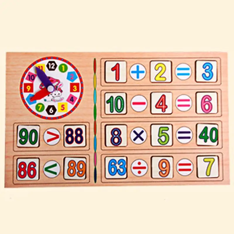 Kids Maths Teaching Box Set Children Wooden Number Counting Math Toy Baby Mathematics Sticker Calculate Game Toy Education Block