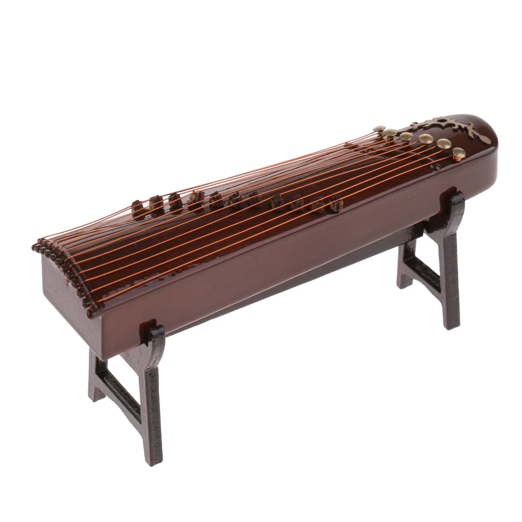 16cm Wooden Guzheng Chinese Zither Plucked Instrument with Box and Stand