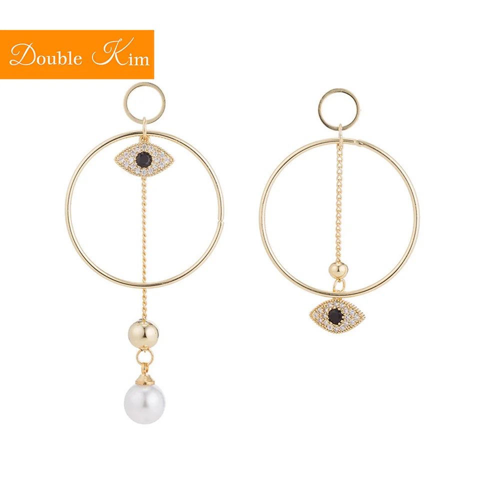 Асимметричные серьги-гвоздики «глаз демона», серьги из медного сплава, инкрустированные цирконием длинные кисточки, Модные женские ювелирные изделия