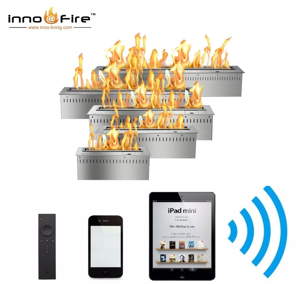 Inno-Fire 48 inch Long black or silver smart bioethanol fireplace remote | Обустройство дома