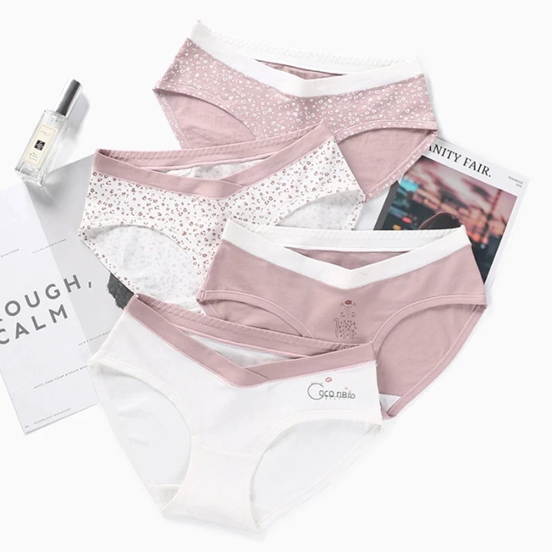 Bragas de maternidad de algodón para mujeres embarazadas, ropa interior Sexy de cintura baja en V para todas las estaciones