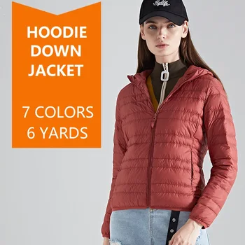 

2019 New Women's Hooded Coat Short Section Light Down Jacket Women's Autumn Winter Wear XL Down Jacket Woman Hooded Down Coat