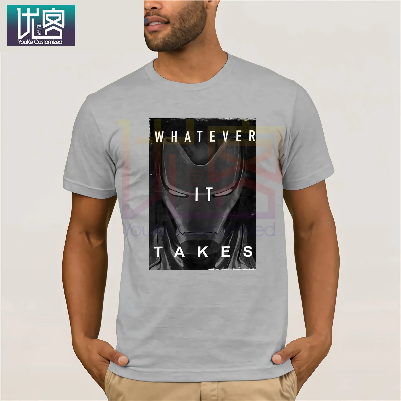 Футболка с изображением Железного человека для мужчин Мстители 100% хлопок супер