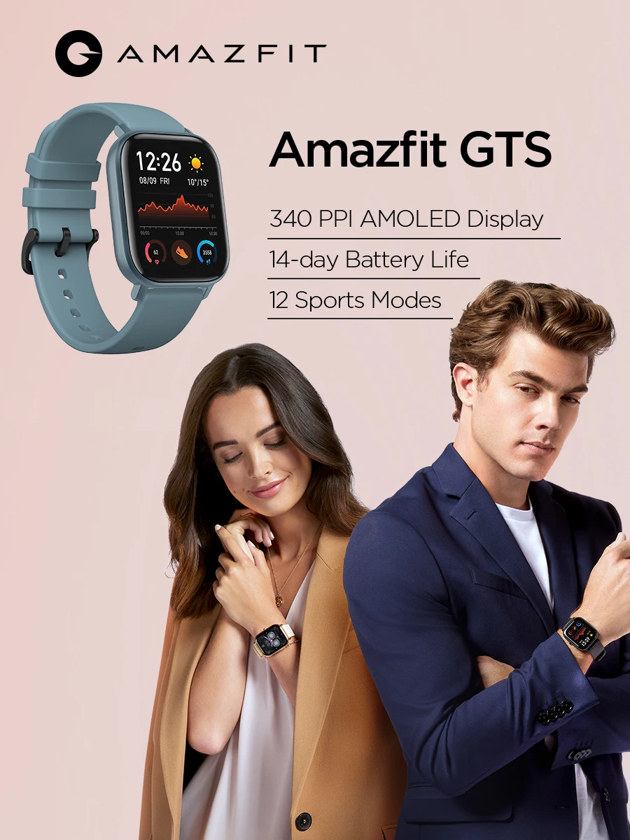 Xiaomi Amazfit GTS Smartwatch 341PPI AMOLED дисплей 5 атм водонепроницаемый 14 дней батарея gps управление музыкой