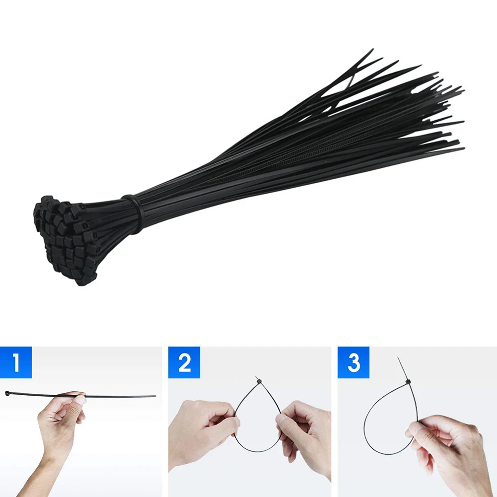 100 Pcs Bicycle Brake Line Self Locking Cable Ties Plastic Wire Zip Tie