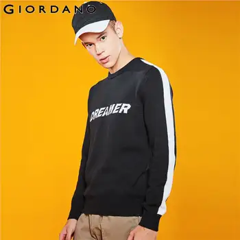 

Giordano Men Sweaters Vivid Letter Thick Contrast Sweater Men Ribbed Cuffs And Hem Soft Blusa De Frio Masculino 01059862