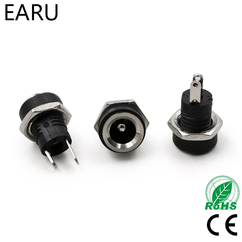 Conector de montura de Panel, adaptador de enchufe de 5,5mm y 2,1mm, 2 tipos de terminales, 3A, 12v, CC, 5,5x2,1, 10 Uds.