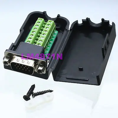 

DHL/EMS 20 LOTS DB15 DSUB VGA plug 3+9pin Terminal Breakout PCB Connector COVER HOOD nut black -d2
