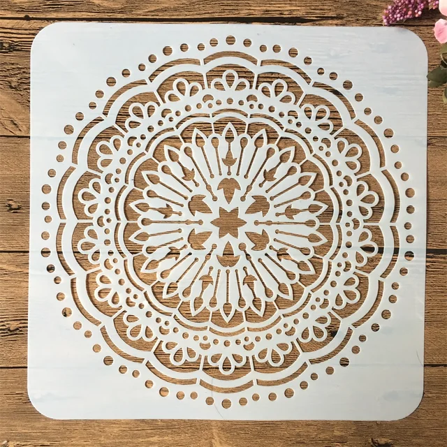 9Pcs/Pack 15*15cm Mandala Round Geometry DIY Layering Stencils Painting Scrapbook Coloring Embossing Album Decorative Template 1Pcs No 1