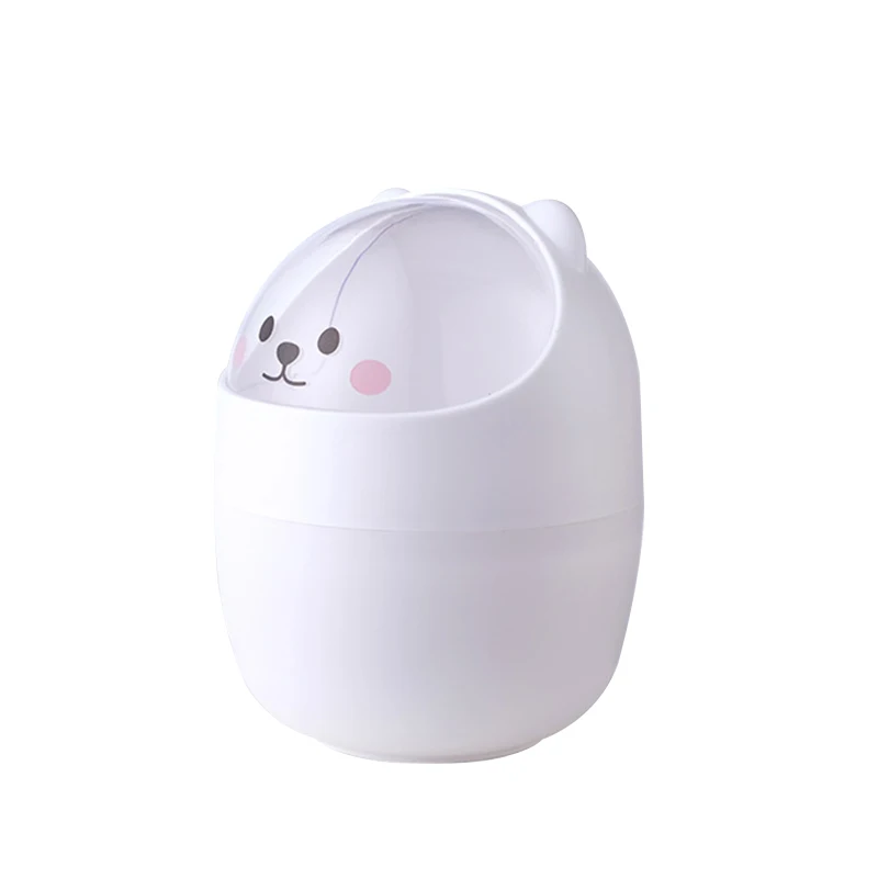 Rocking Lid Design Multifunctional Storage Bin Cute Desktop Cartoon Mini Trash Can Creative Decoration Home Daily Necessities
