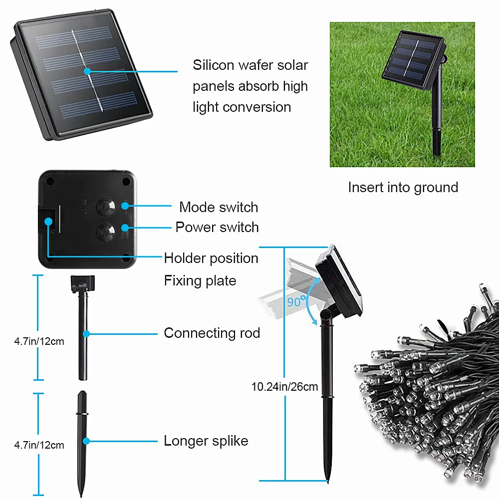 22M Solar Powered Lamp 200 Led String Fairy Lights Solar Light Outdoors for Garden Decoration Party Christmas Garland Waterproof (36)