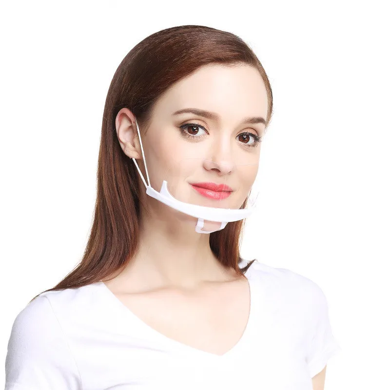40Pcs Mask Against Droplets Catering Food Hygiene Plastic Kitchen Restaurant Spit Saliva Chef Smile Transparent Mask