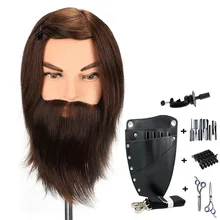 

12"Male 100% real human hair mannequin practice training head with beard barber hairdressing manikin doll head for beauty school