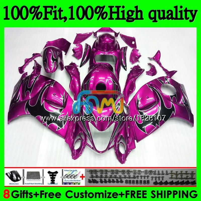 Инъекции для SUZUKI Hayabusa GSXR-1300 GSXR 1300 56BS. 103 GSXR1300 08 09 10 11 12 2008 2009 2010 розовое пламя 2011 2012 обтекатель