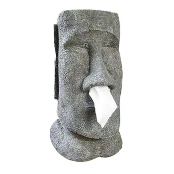 

Tissue Storage Box Creative Head Facial Tissue Box Holder Cover Dispenser Face Easter Island Retro Home Organization Case