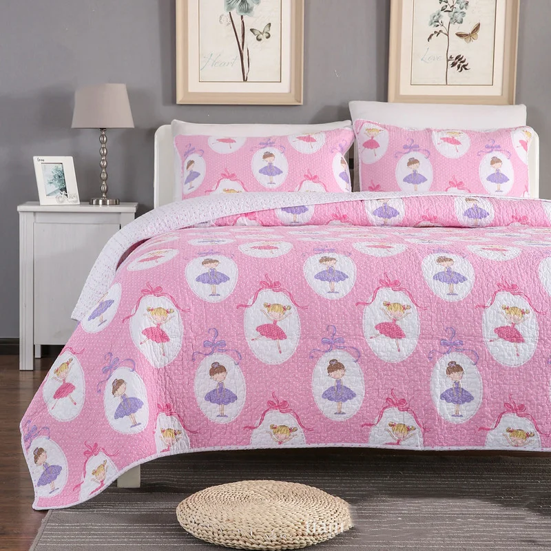 Chausub Pink Bedspread Kids Quilt Set 2pcs 3pcs Cotton Quilts Bed