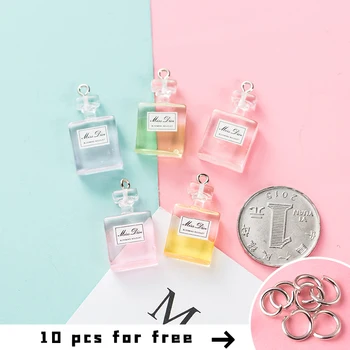 

10Pcs Cute Mini Simulation Perfume Bottle Charms DIY Keychain Accessories Decoration Neckalce Earring Charm for Jewelry Making