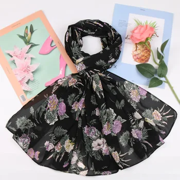 

Printe floral chiffon hijab scarf shawls turdan muslim flower scarves wrap soft headband scarf pashmina 180*70cm