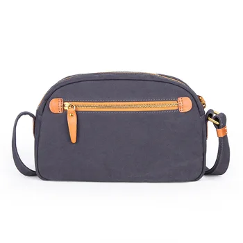 

Seven color cotton men's shoulder bag horizontal crossbody bag retro vegetable tanned leather canvas first layer cowhide bag