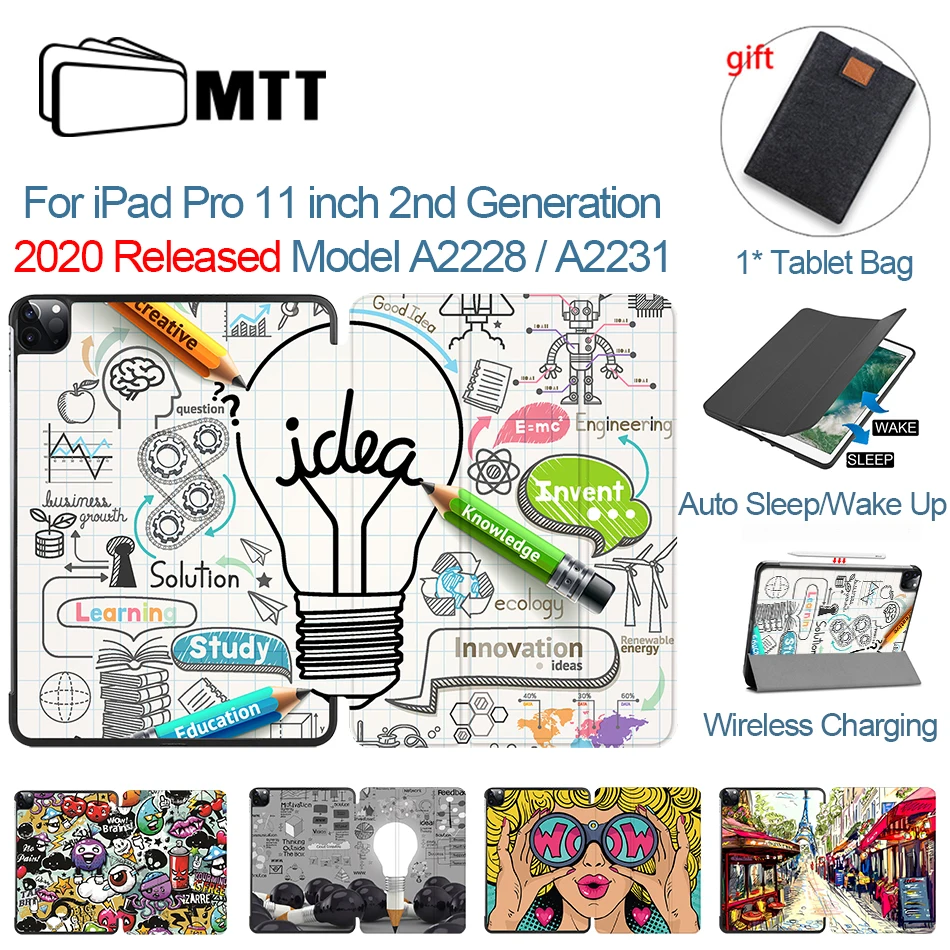 MTT Case For iPad Pro 11 inch 2nd Gen 2020 Funda A2228 A2231 Slim PU Leather