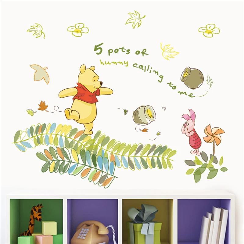 winnie pooh wall decals bedroom home decor cartoon animals wall stickers diy mural art pvc