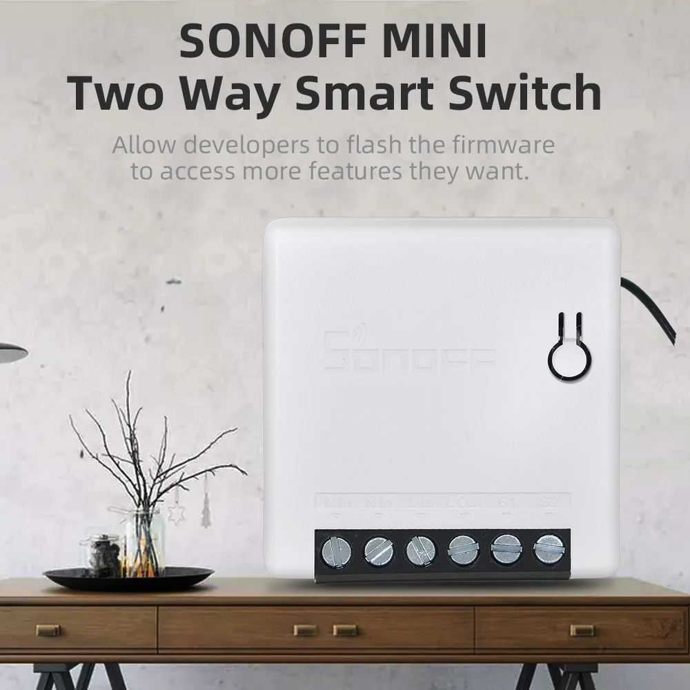 SONOFF Мини DIY двухсторонний умный переключатель Wifi автоматические выключатели голосовой пульт дистанционного управления работа с Ewelink Alexa WiFi умный переключатель